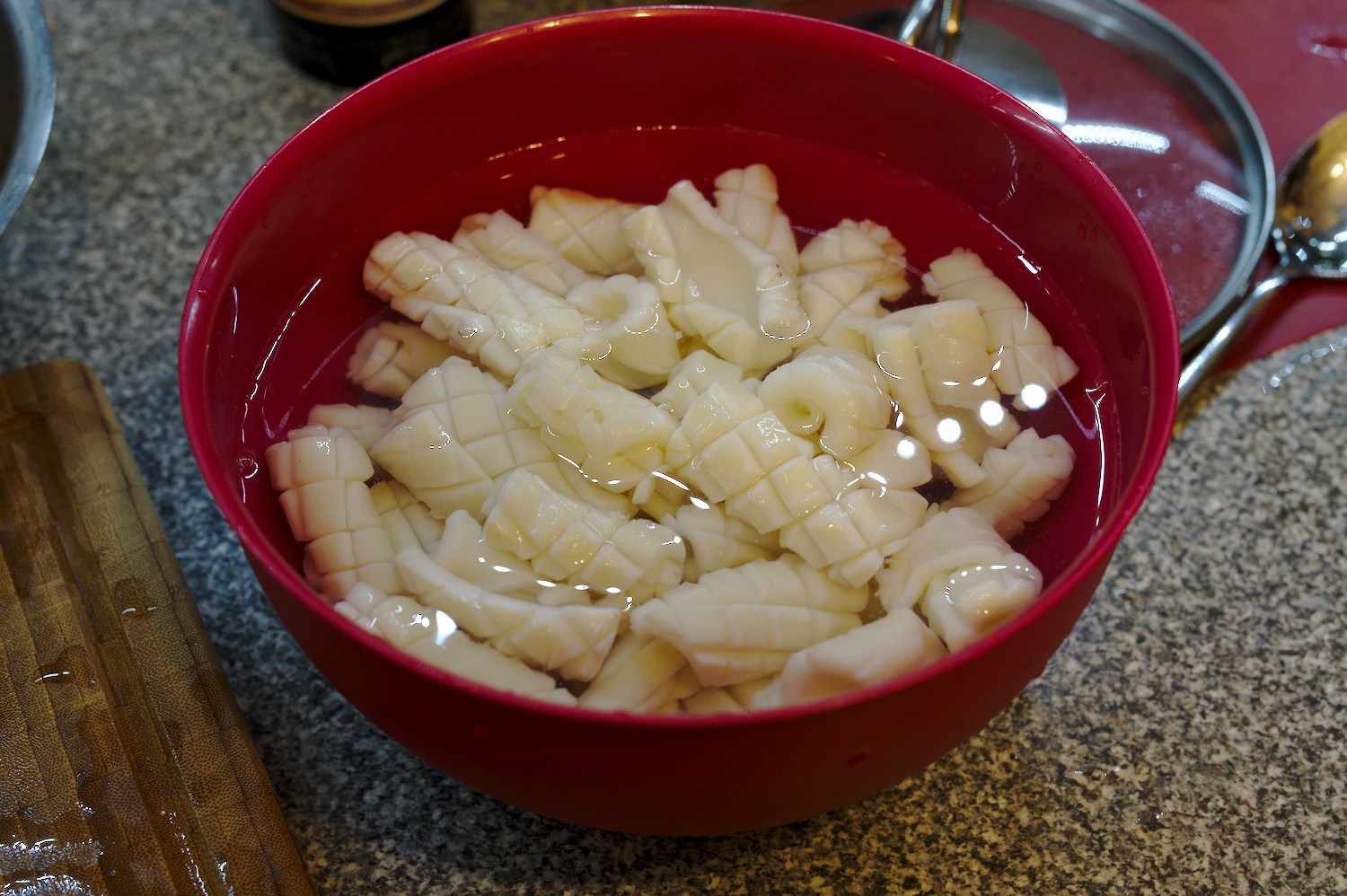 Tintenfische nach dem Blanchieren